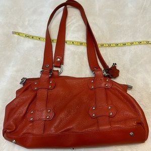 Valentina red leather triple gusset bag
